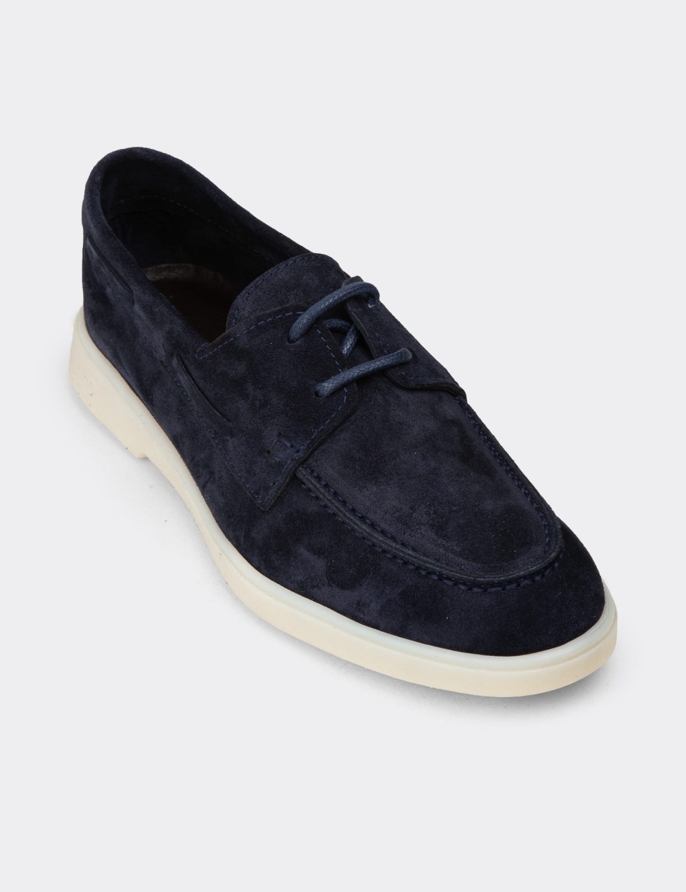 Men's Navy Suede Leather Lace-up Footwear - 02029MLCVC01