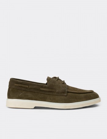 Men's Green Suede Leather Lace-up Footwear