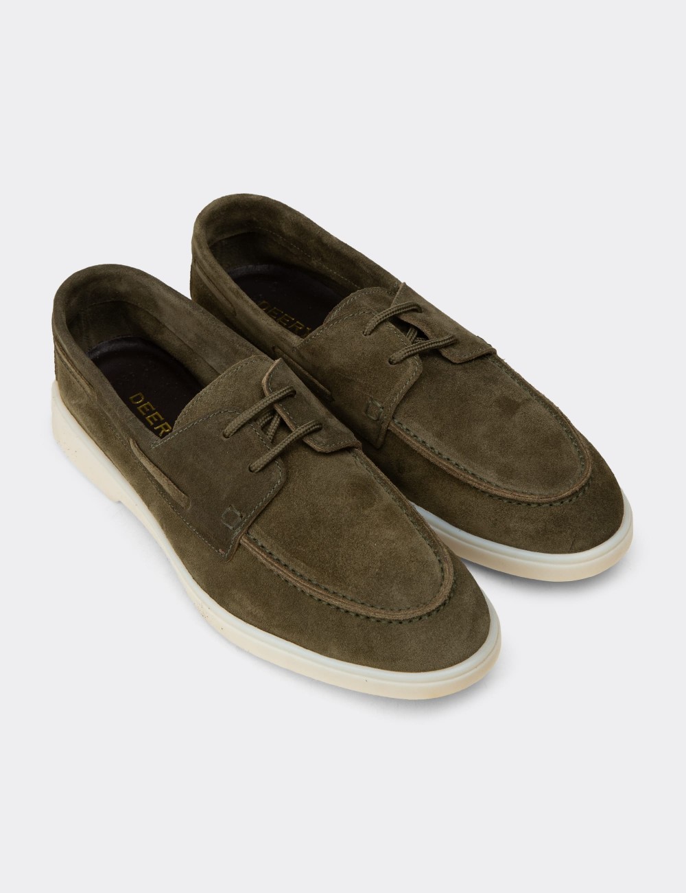 Men's Green Suede Leather Lace-up Footwear - 02029MYSLC01