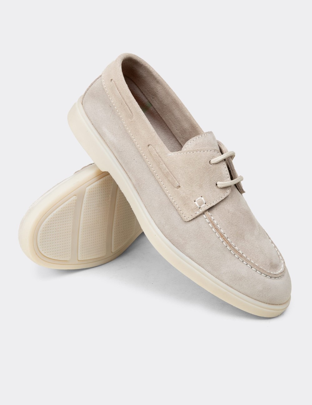 Men's Gray Suede Leather Lace-Up Oxfords - 02029MGRIC02