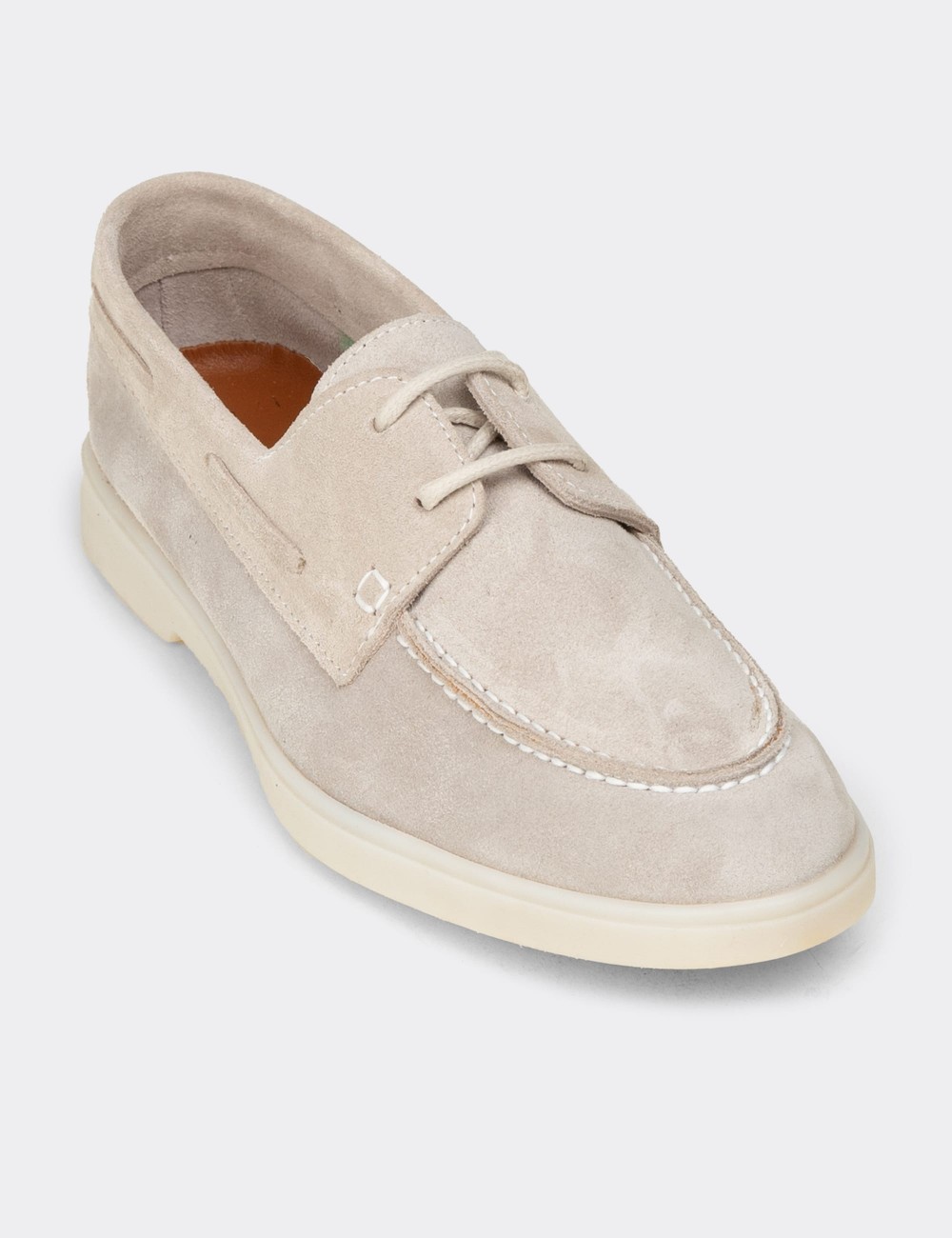 Men's Gray Suede Leather Lace-Up Oxfords - 02029MGRIC02