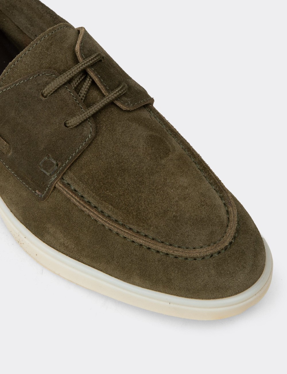Men's Green Suede Leather Lace-up Footwear - 02029MYSLC01