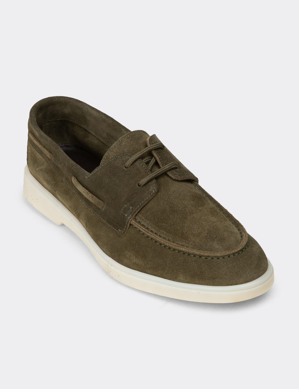 Men's Green Suede Leather Lace-up Footwear - 02029MYSLC01