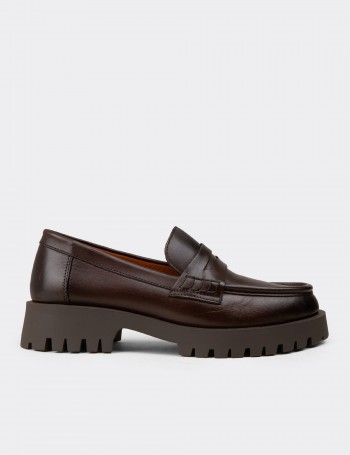 Women's Brown Leather Loafers