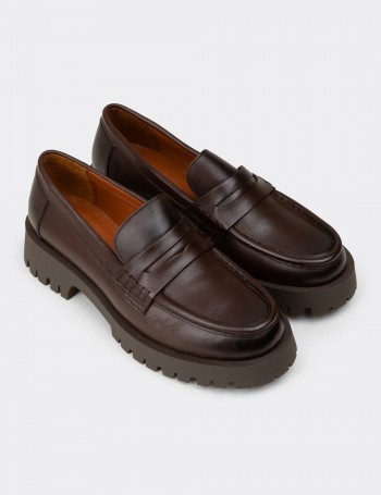 Women's Brown Leather Loafers