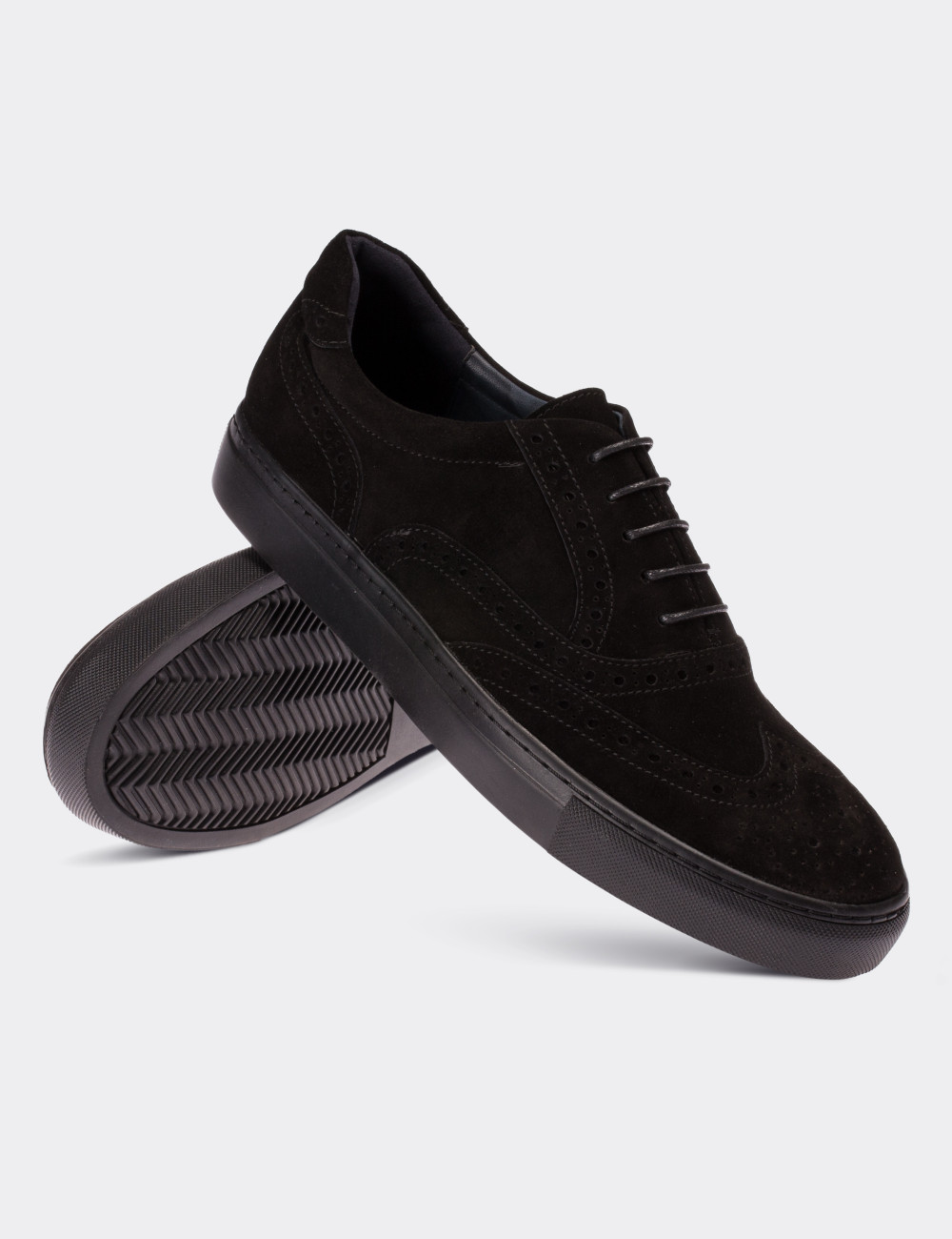 Black Suede Leather Sneakers - 01637MSYHC03