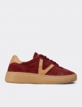Women's Burgundy Suede Sneakers