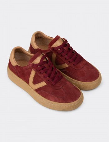 Women's Burgundy Suede Sneakers
