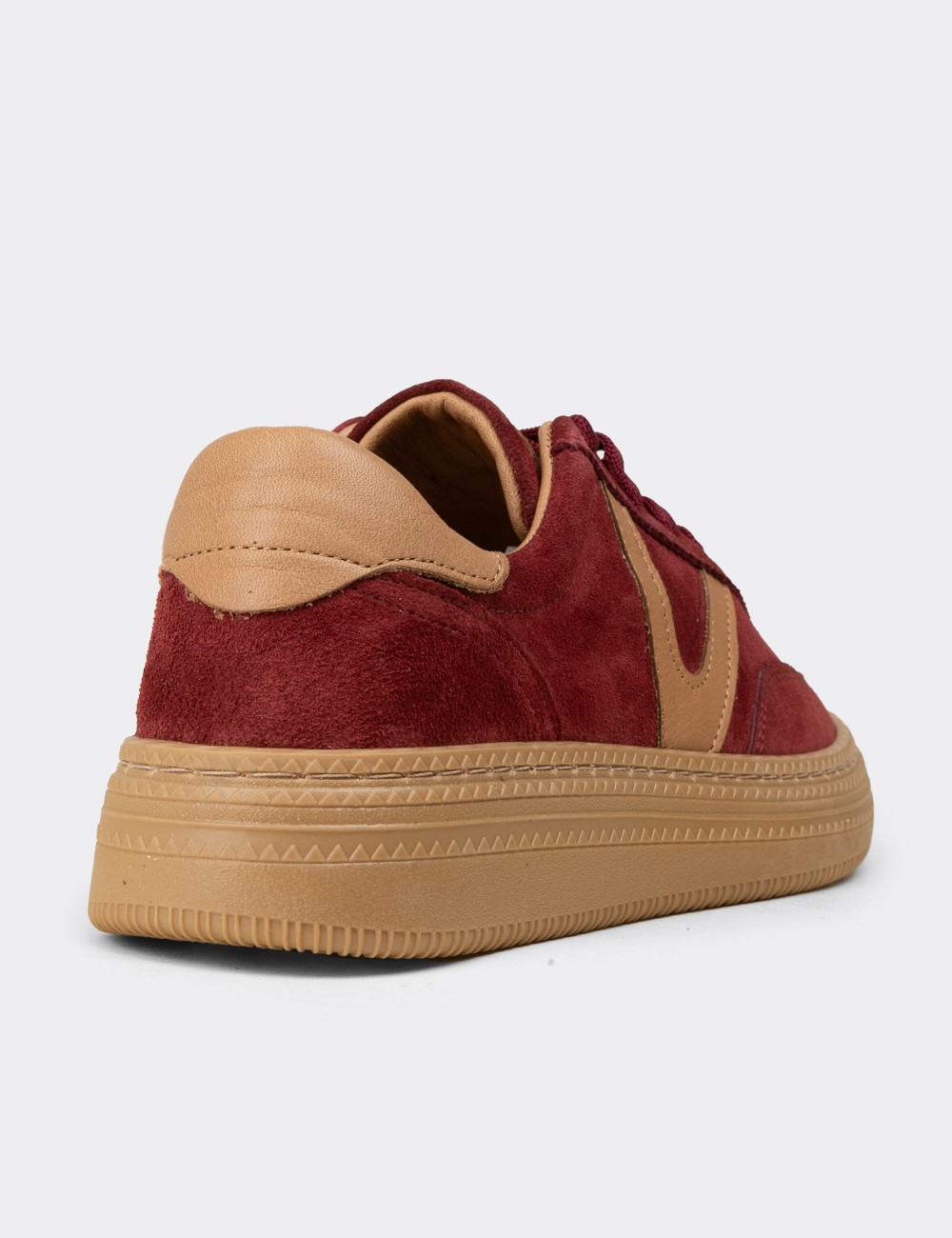 Women's Burgundy Suede Sneakers - N0170ZBRDC01