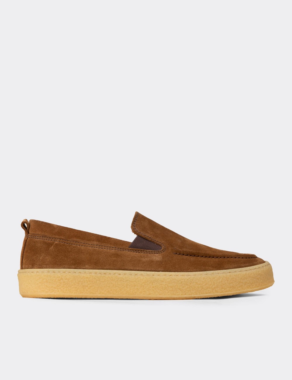 Men's Tan Suede Leather Loafers - 02047MTBAC01