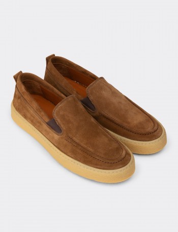 Men's Tan Suede Leather Loafers