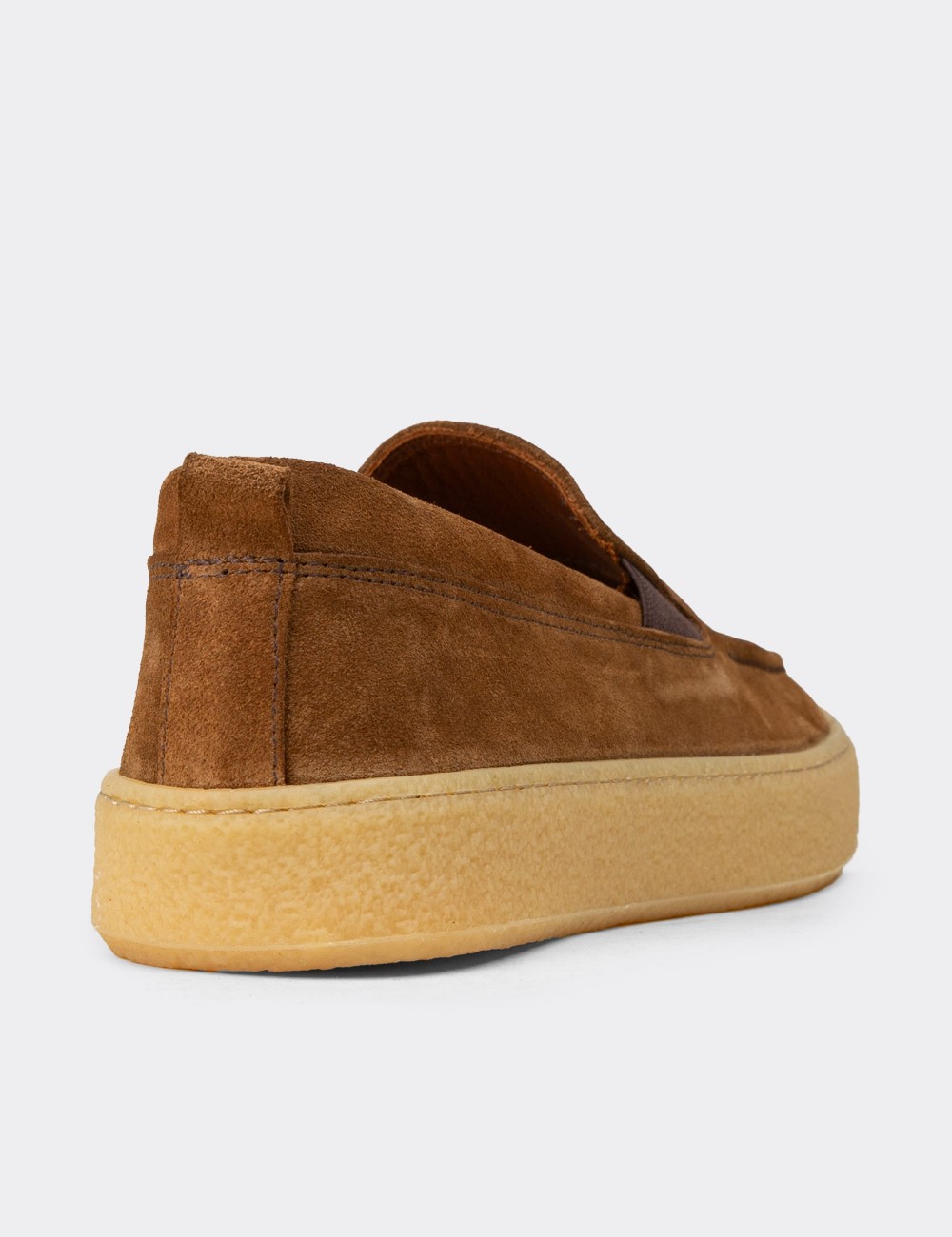 Men's Tan Suede Leather Loafers - 02047MTBAC01