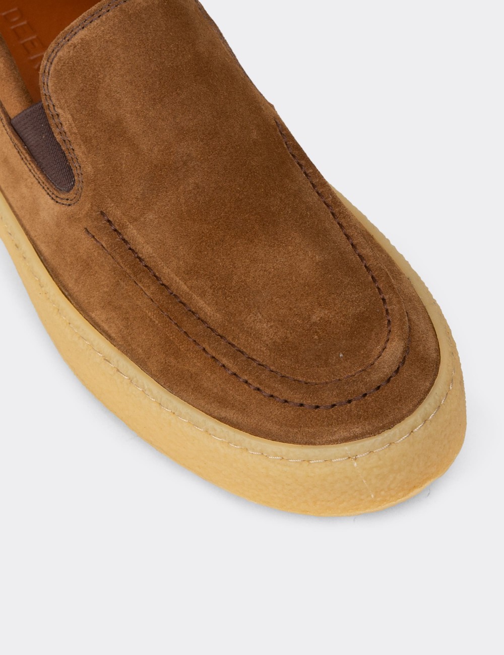 Men's Tan Suede Leather Loafers - 02047MTBAC01