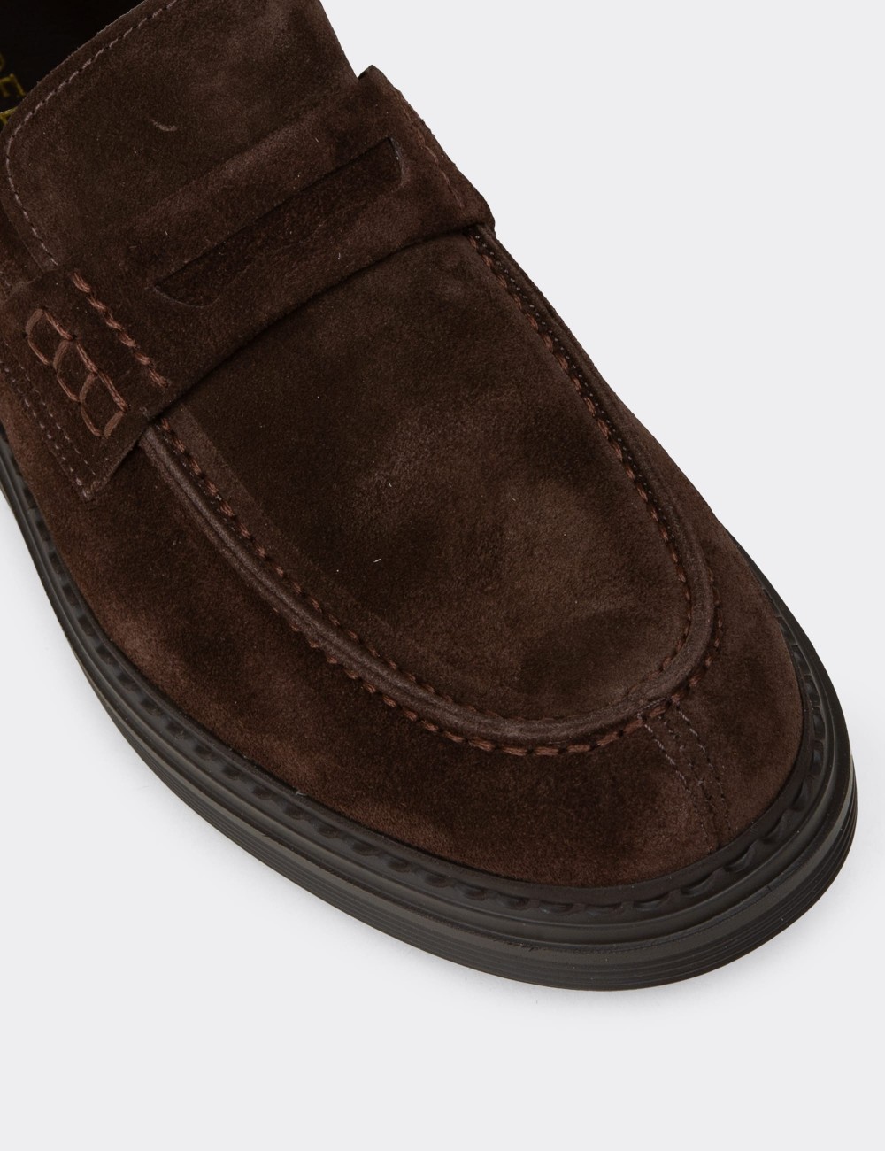 Men's Brown Suede Leather Moccasin - 02021MKHVC01