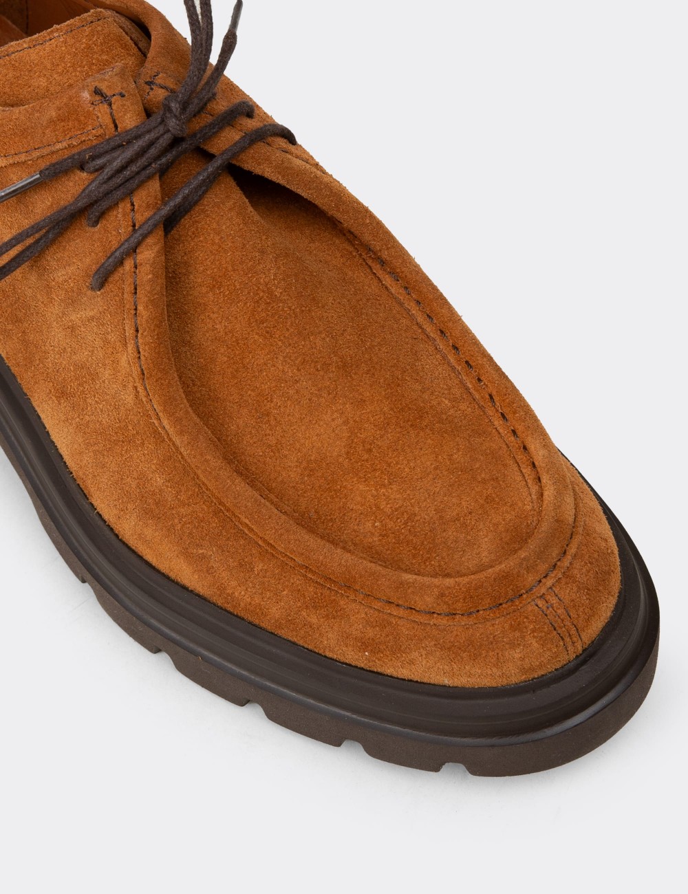 Men's Tan Suede Leather Lace-up Footwear - 01851MTRNE01
