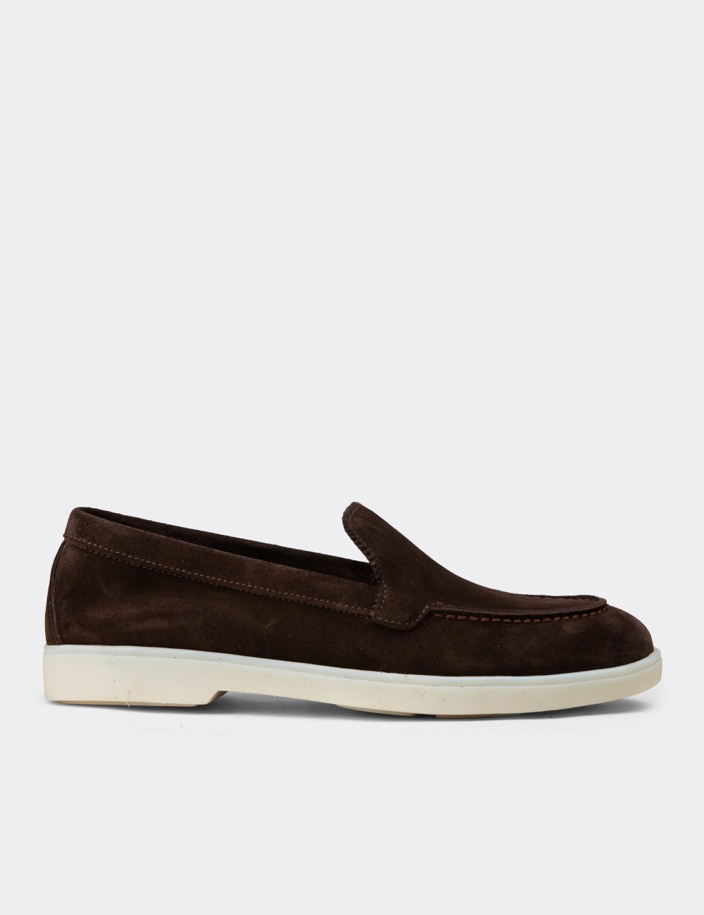 Women's Brown Suede Leather Loafers - 02039ZKHVC01