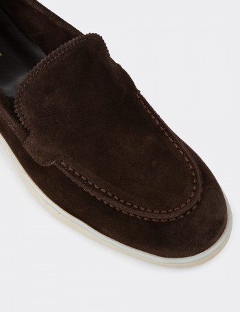 Women's Brown Suede Leather Loafers