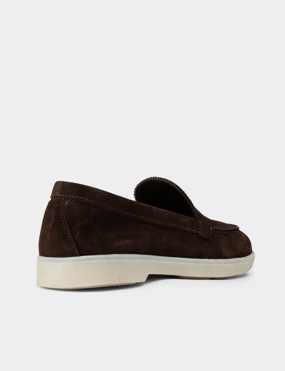 Women's Brown Suede Leather Loafers - 02039ZKHVC01
