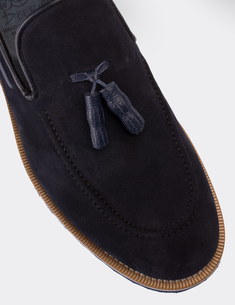Navy Suede Leather Loafers & Moccasins Shoes - 01319MLCVE01