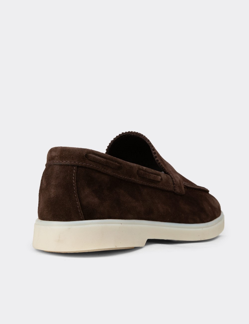 Men's Brown Suede Leather Loafers - 02032MKHVC01