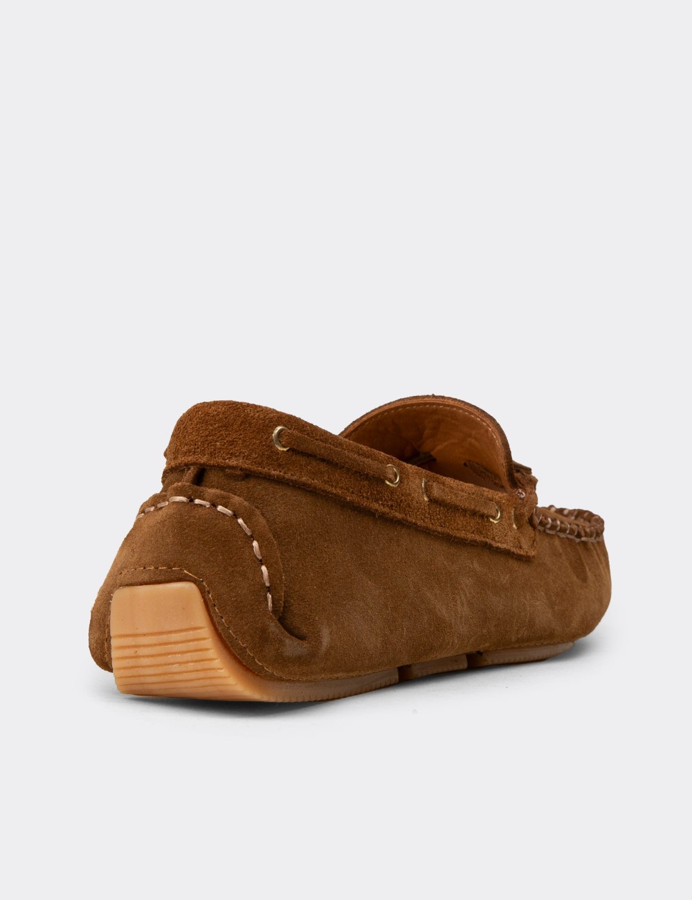 Women's Tan Suede Leather Tassel Loafers - DL506ZTBAC01