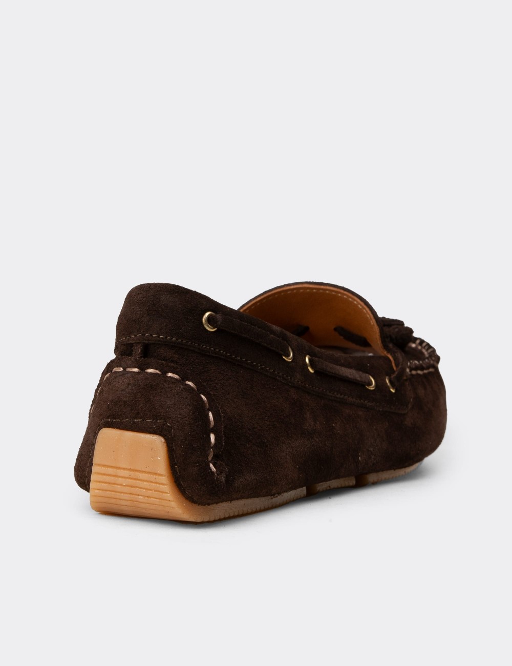 Women's Brown Suede Leather Tassel Loafers - DL506ZKHVC01
