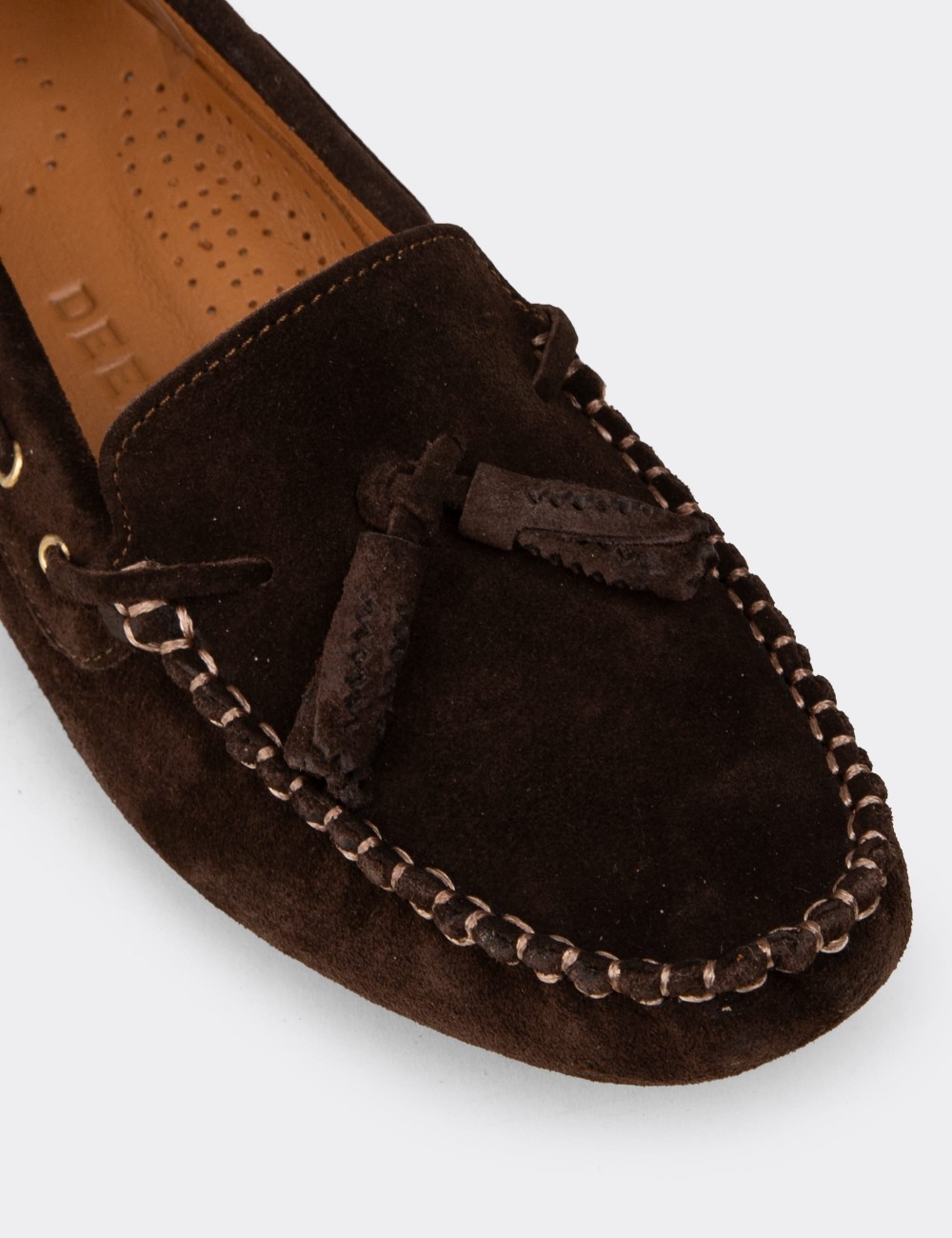 Women's Brown Suede Leather Tassel Loafers - DL506ZKHVC01