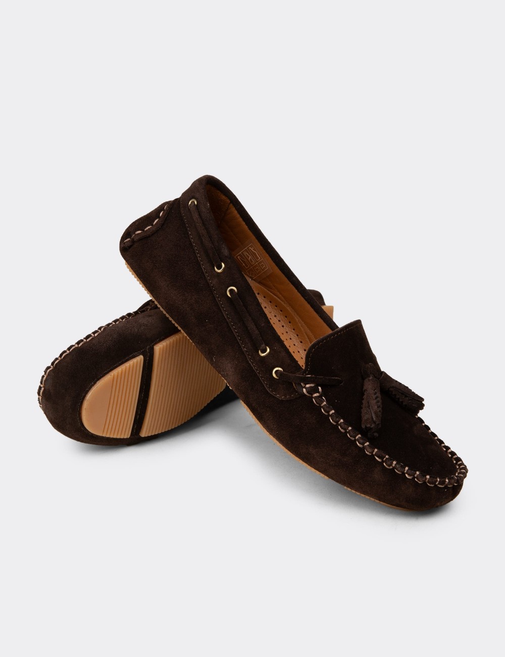 Women's Brown Suede Leather Tassel Loafers - DL506ZKHVC01