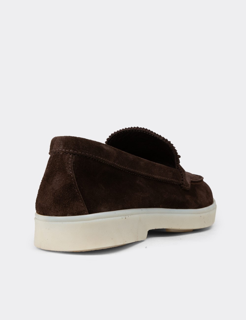 Women's Brown Suede Leather Tassel Loafers - 02040ZKHVC01