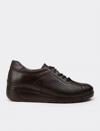 Women's Brown Leather Lace-up Shoes