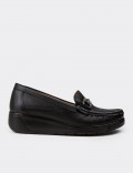 Women's Black Leather Loafers