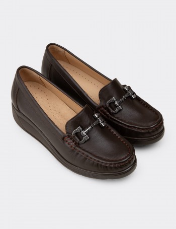 Women's Brown Leather Loafers