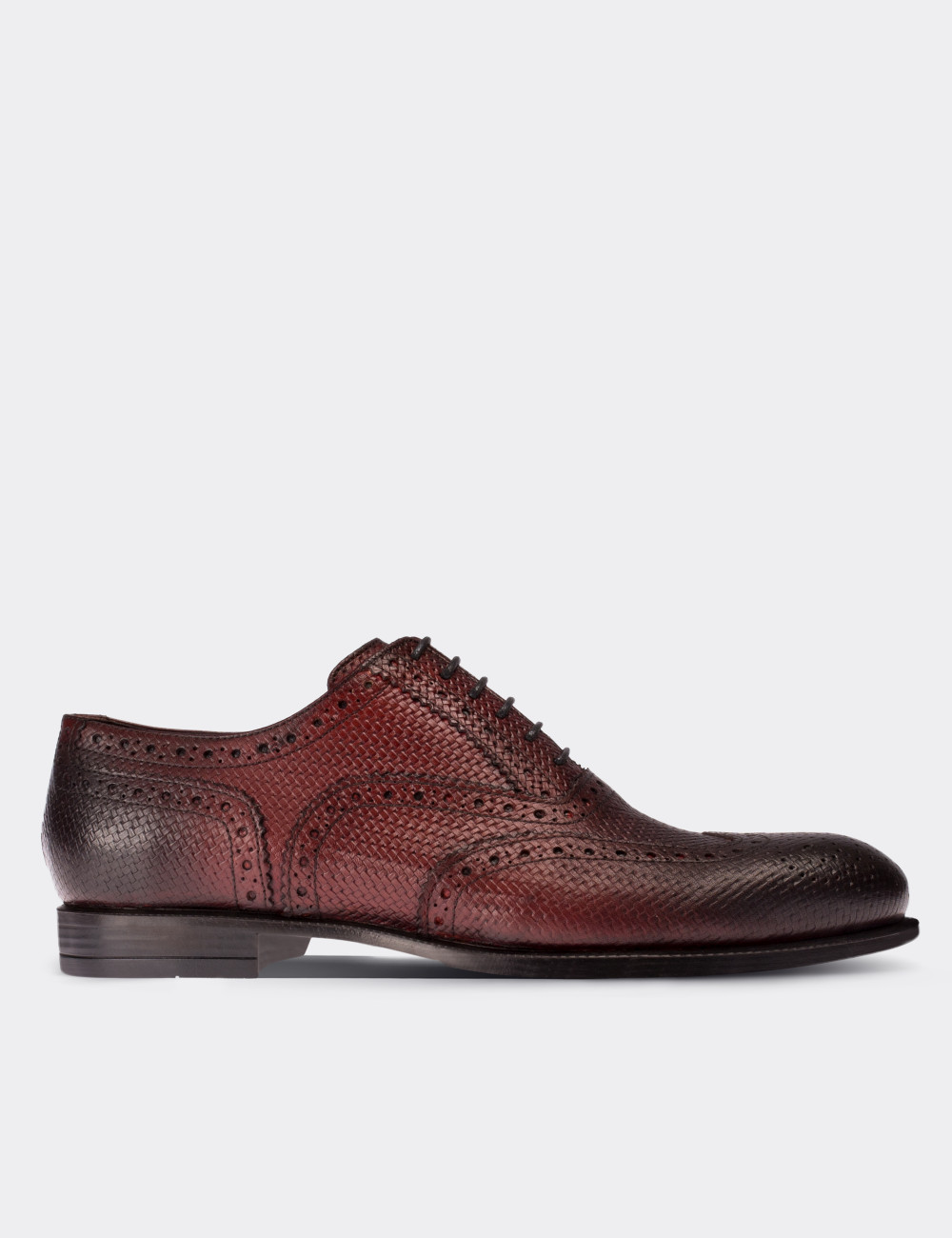 Burgundy  Leather Classic Shoes - 01182MBRDC02