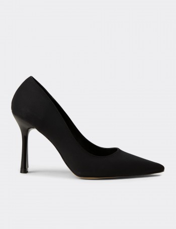 Women's Black Satin Stiletto Heel