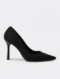 Women's Black Satin Stiletto Heel