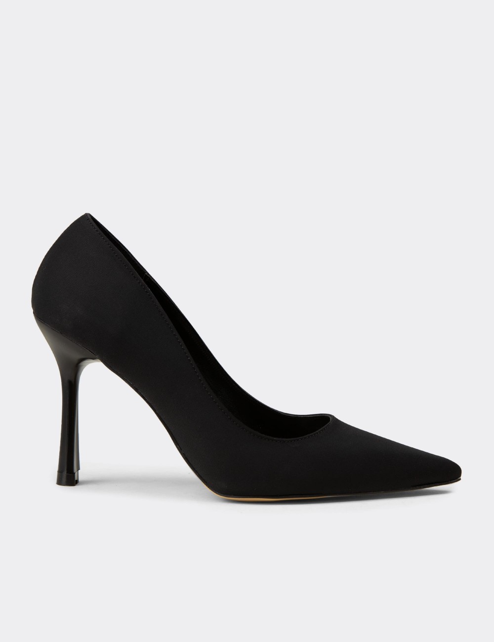Women's Black Satin Stiletto Heel - K0011ZSYHM01