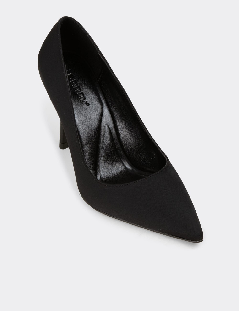 Women's Black Satin Stiletto Heel - K0011ZSYHM01