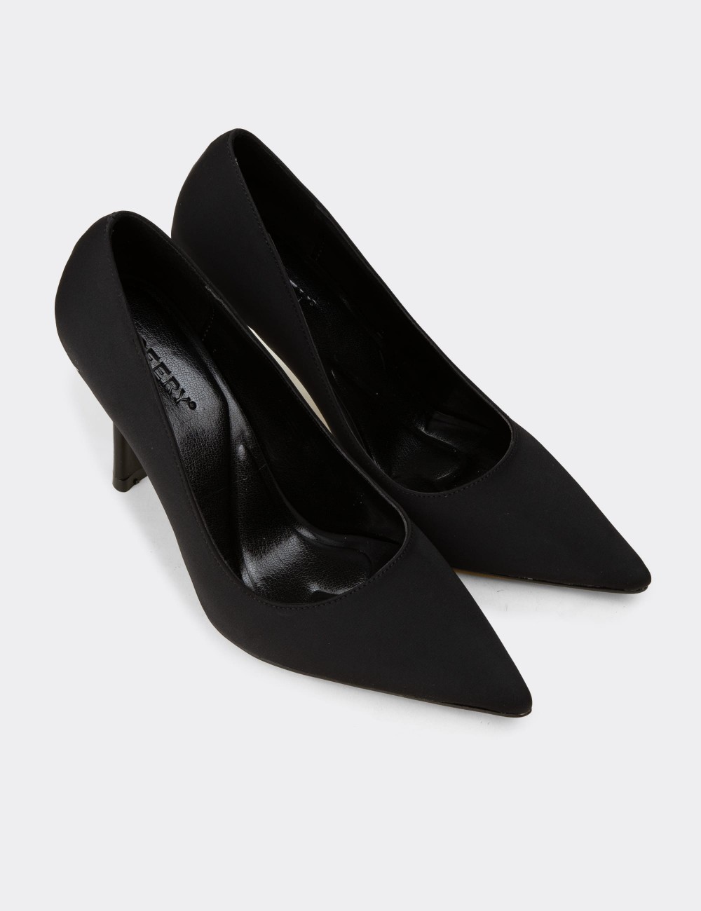 Women's Black Satin Stiletto Heel - K0011ZSYHM01