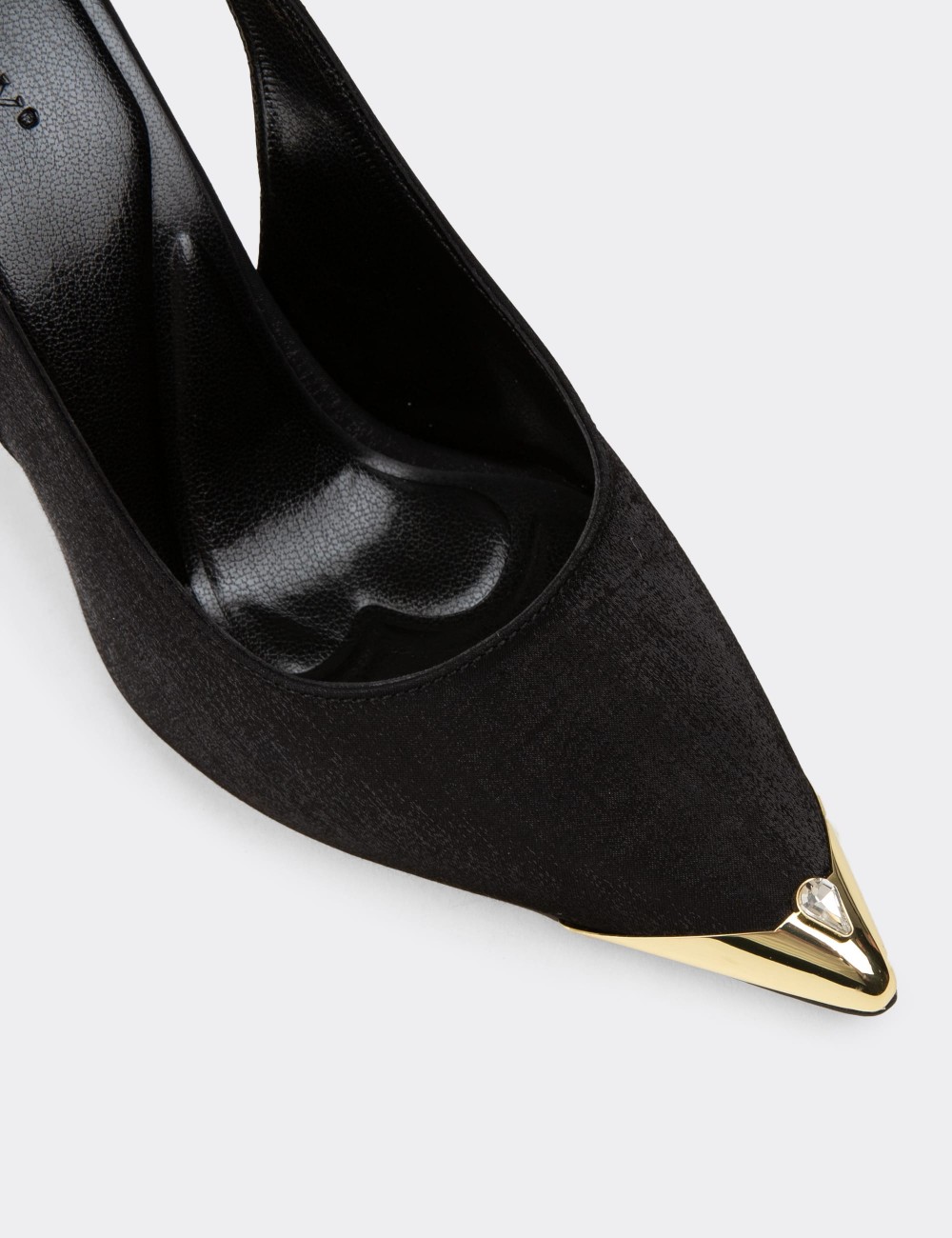Women's Black Satin Slingback Evening Heels - K3201ZSYHM01
