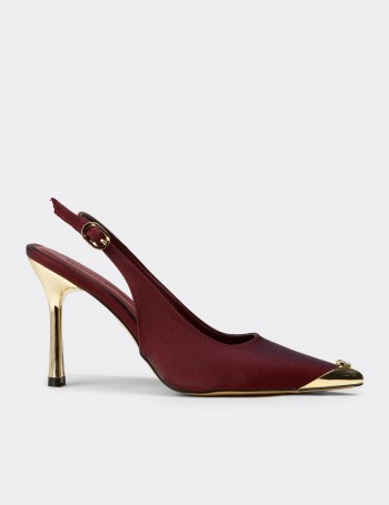 Women's Burgundy Satin Slingback Evening Heels - K3201ZBRDM01