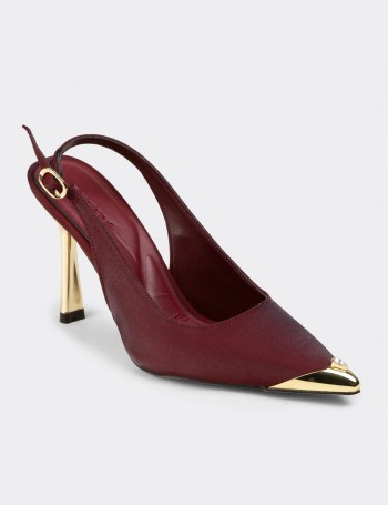 Women's Burgundy Satin Slingback Evening Heels - K3201ZBRDM01