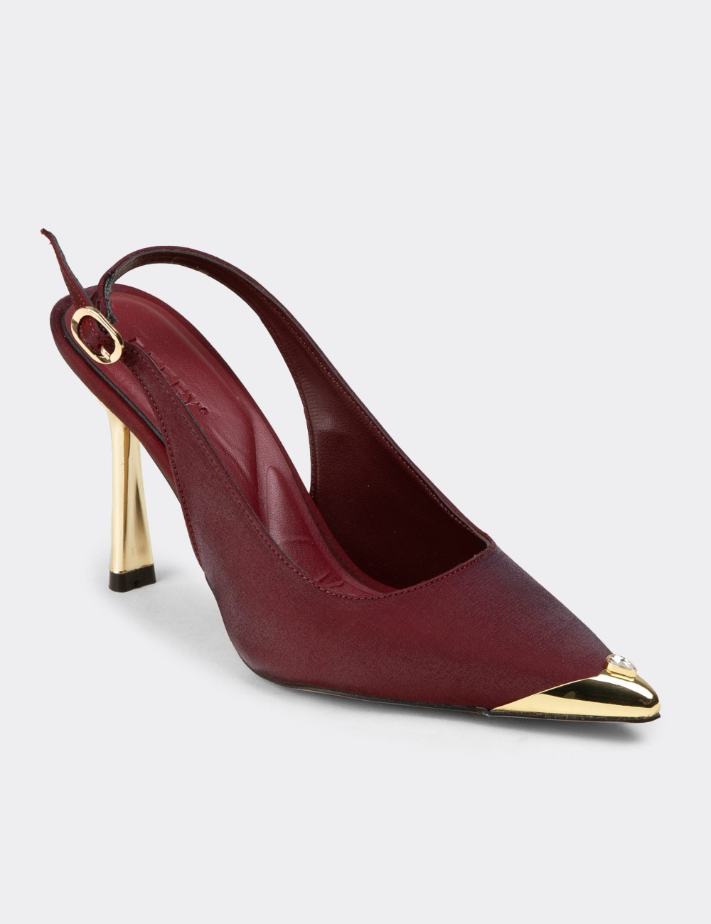 Women's Burgundy Satin Slingback Evening Heels - K3201ZBRDM01