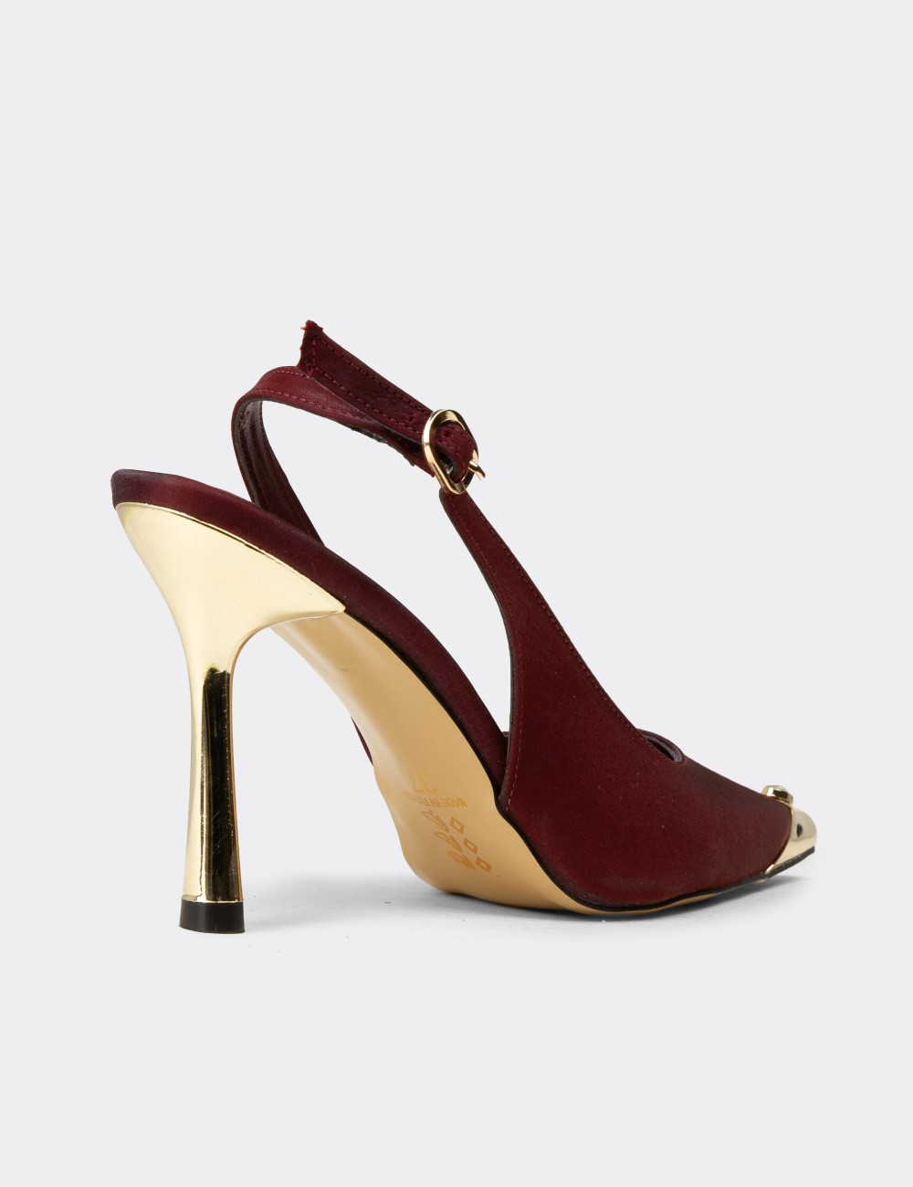 Women's Burgundy Satin Slingback Evening Heels - K3201ZBRDM01