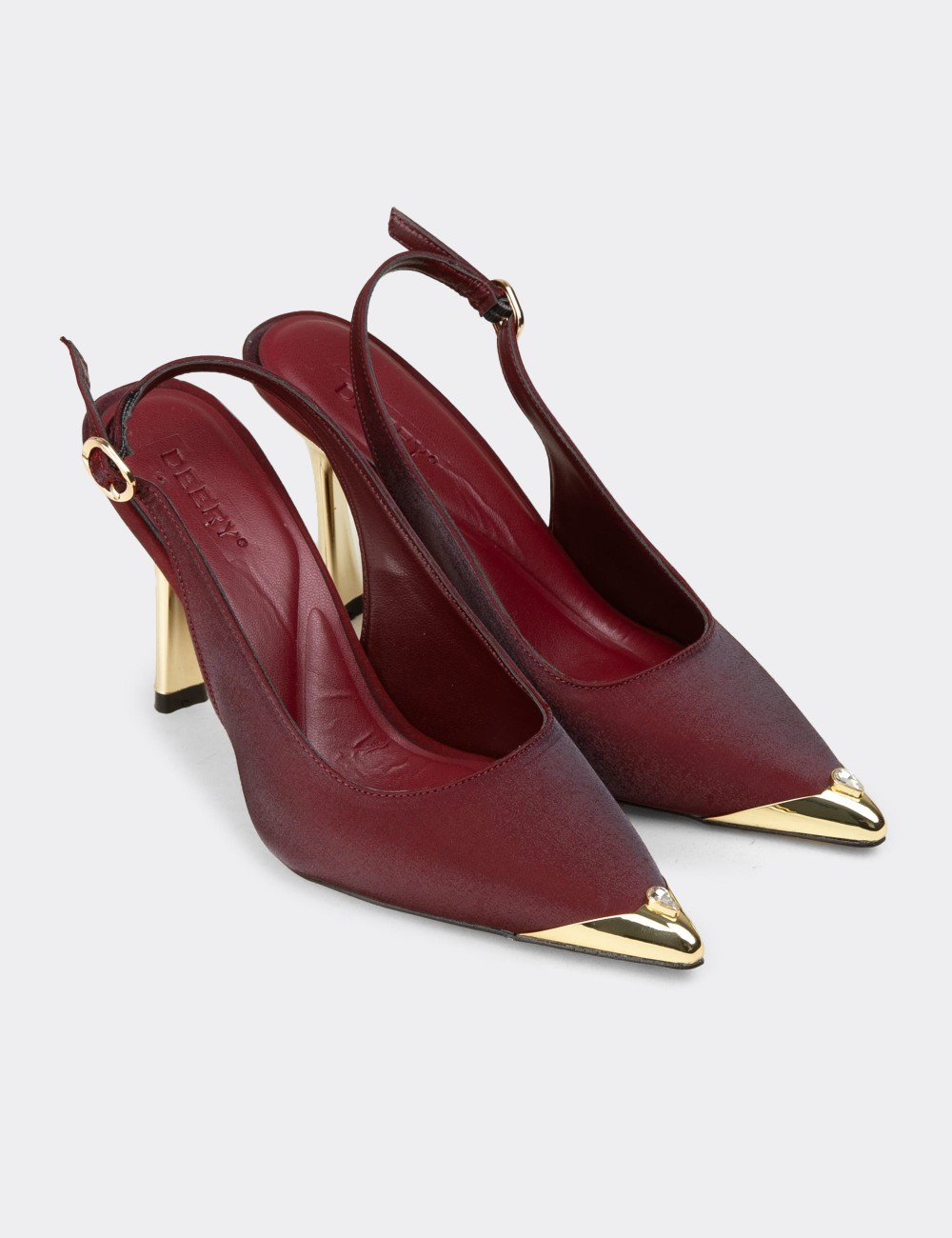 Women's Burgundy Satin Slingback Evening Heels - K3201ZBRDM01