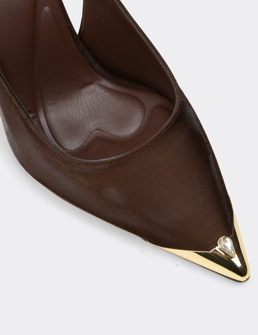 Women's Satin Brown Slingback Evening Heels - K3201ZKHVM01