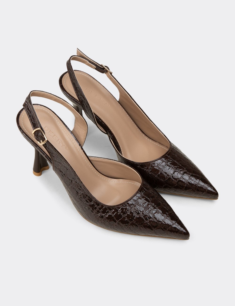 Women's Brown Slingback Pumps - K7750ZKHVM01