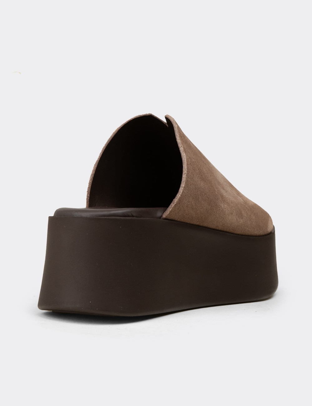 Men's Sandstone Suede Leather Slide Platform Sandals - 24305ZVZNC01