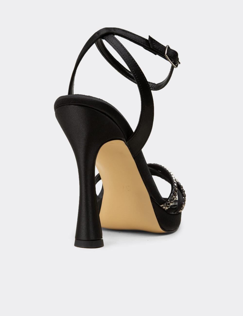 Women's Black Stone-Embellished Heels - SM125ZSYHM01
