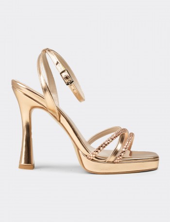 Women's Gold Stone-Embellished Heel - SM125ZROSM01