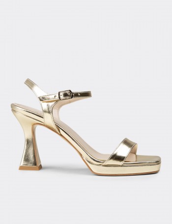 Women's Gold Evening Heels - SM198ZALTM01